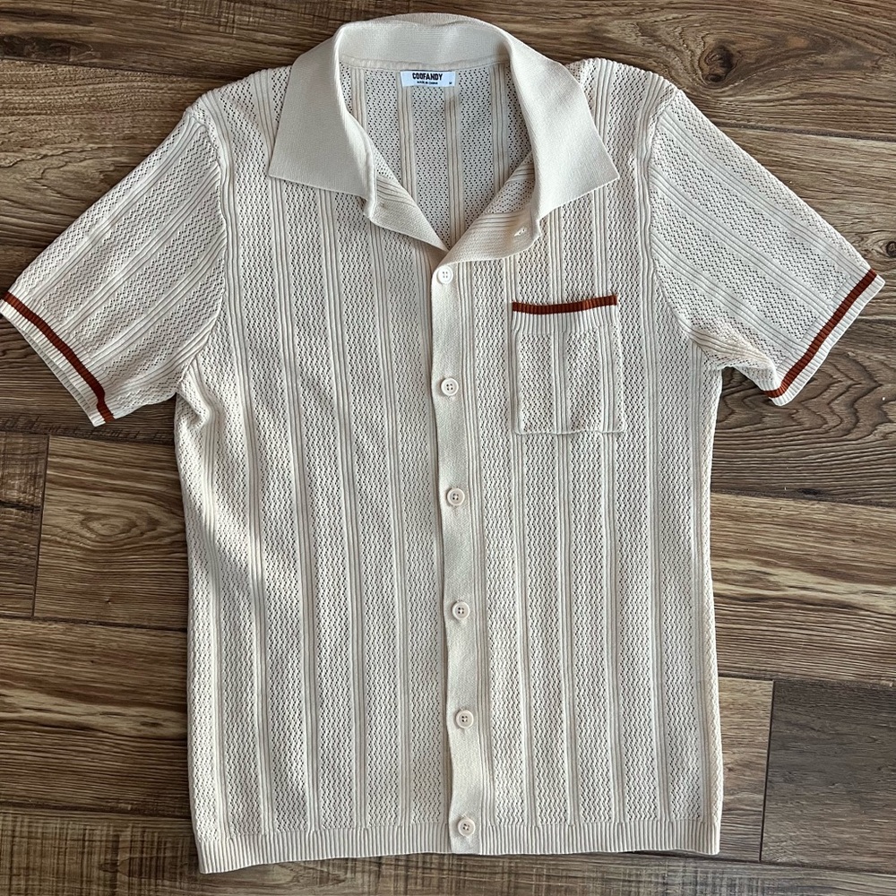 Knit Beach Vacation Polo Shirt Men’s Medium